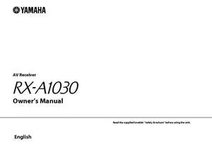 Yamaha RX-A1030 Receiver Owners Manual