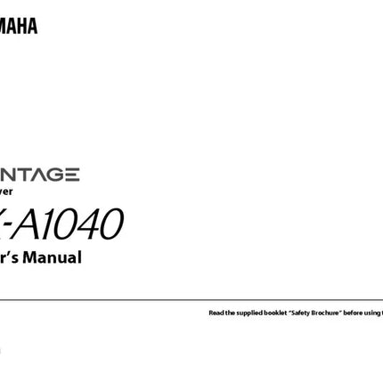 Yamaha RX-A1040 Receiver Owners Manual