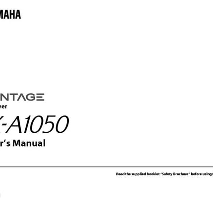 Yamaha RX-A1050 Receiver Owners Manual