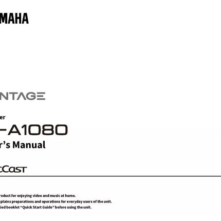 Yamaha RX-A1080 Receiver Owners Manual