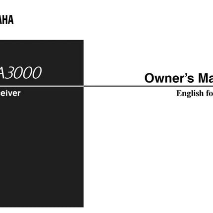 Yamaha RX-A3000 Receiver Owners Manual