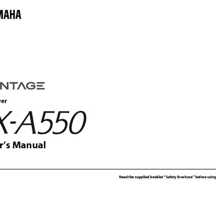 Yamaha RX-A550 Receiver Owners Manual