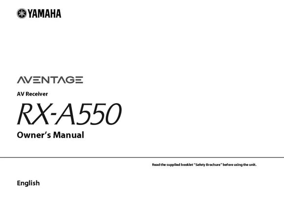 Yamaha RX-A550 Receiver Owners Manual