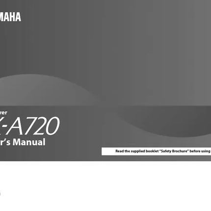 Yamaha RX-A720 Receiver Owners Manual