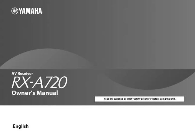 Yamaha RX-A720 Receiver Owners Manual