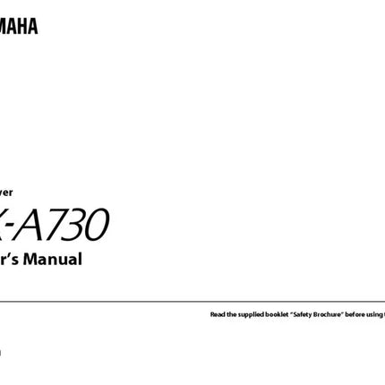 Yamaha RX-A730 Receiver Owners Manual
