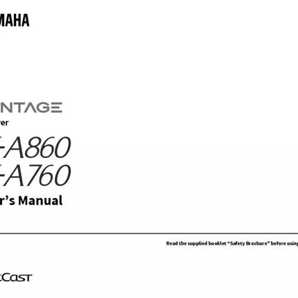 Yamaha RX-A760 Receiver Owners Manual