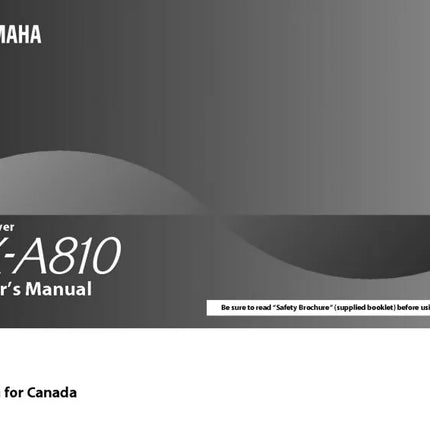 Yamaha RX-A810 Receiver Owners Manual