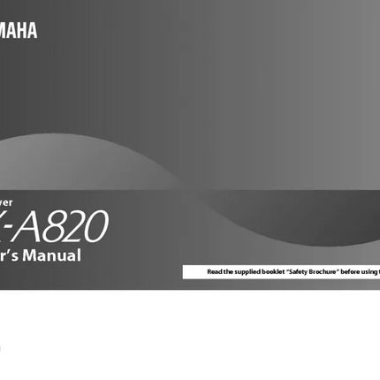 Yamaha RX-A820 Receiver Owners Manual