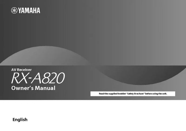 Yamaha RX-A820 Receiver Owners Manual