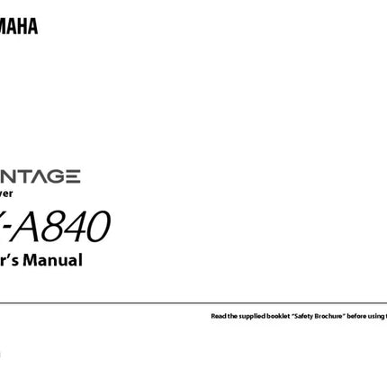 Yamaha RX-A840 Receiver Owners Manual