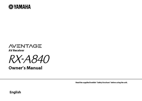 Yamaha RX-A840 Receiver Owners Manual