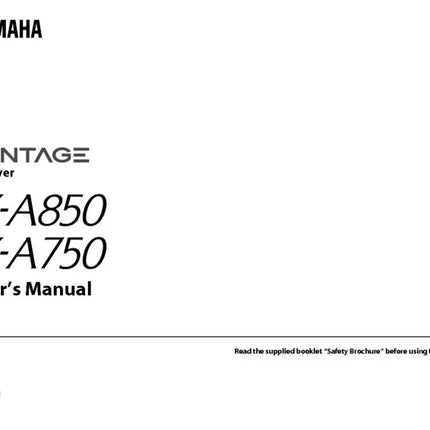 Yamaha RX-A850 RX-A750 Receiver Owners Manual