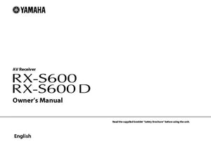 Yamaha RX-S600 Receiver Owners Manual