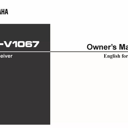 Yamaha RX-V1067 Receiver Owners Manual
