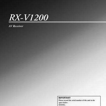 Yamaha RX-V1200 Receiver Owners Manual
