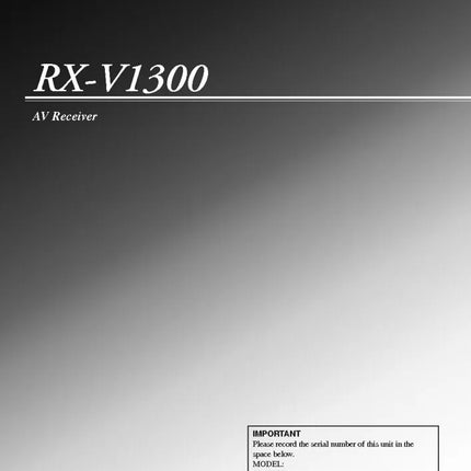 Yamaha RX-V1300 Receiver Owners Manual