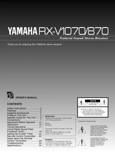 Yamaha RX-V1870 RX-V1070 Receiver Owners Manual