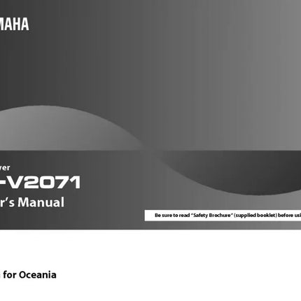 Yamaha RX-V2071 Receiver Owners Manual