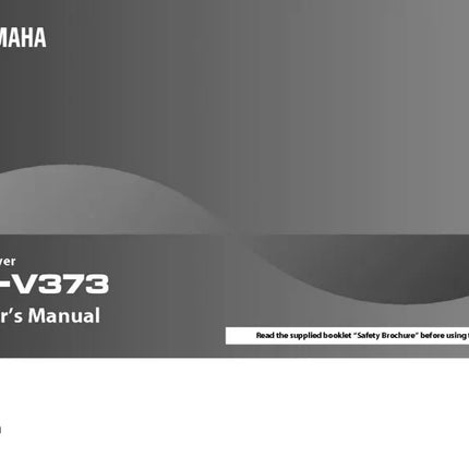 Yamaha RX-V373 Receiver Owners Manual
