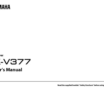 Yamaha RX-V377 Receiver Owners Manual