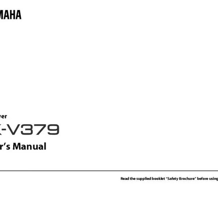 Yamaha RX-V379 Receiver Owners Manual