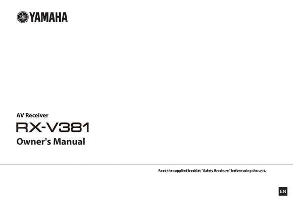 Yamaha RX-V381 Receiver Owners Manual
