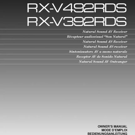 Yamaha RX-V392RDS Receiver Owners Manual