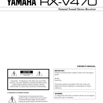 Yamaha RX-V470 Receiver Owners Manual