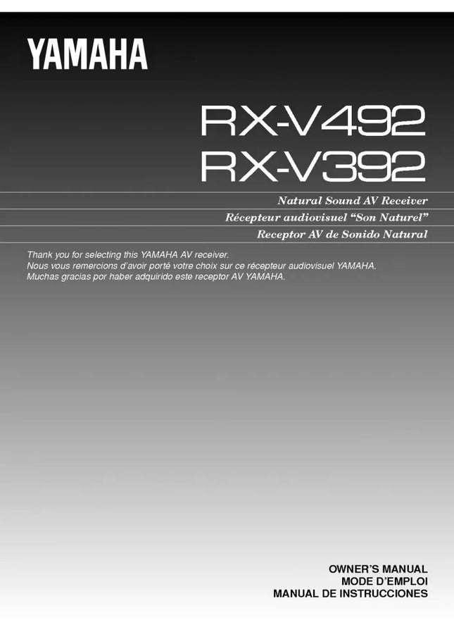 Yamaha RX-V492 Receiver Owners Manual