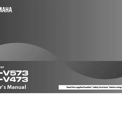 Yamaha RX-V573 Receiver Owners Manual