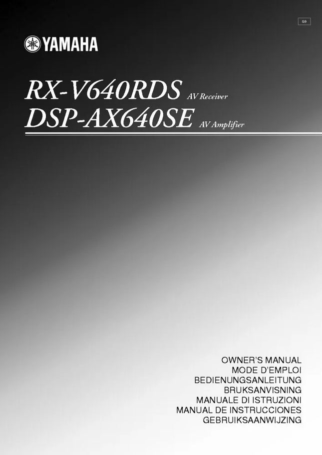 Yamaha RX-V640RDS DSP AX640SE Receiver Owners Manual