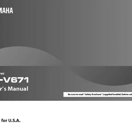 Yamaha RX-V671 Receiver Owners Manual