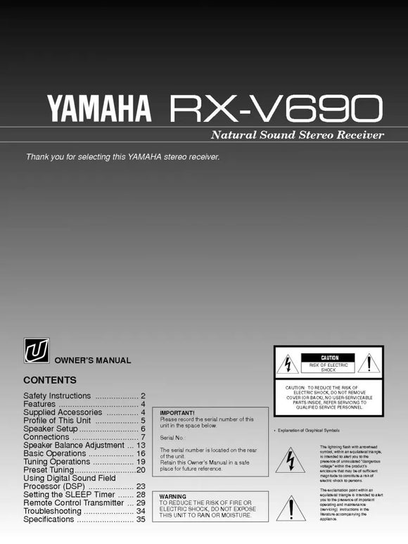 Yamaha RX-V690 Receiver Owners Manual