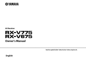 Yamaha RX-V775 RX-V675 Receiver Owners Manual