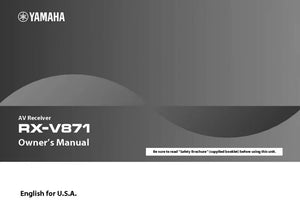 Yamaha RX-V871 Receiver Owners Manual