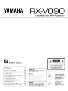 Yamaha RX-V890 Receiver Owners Manual