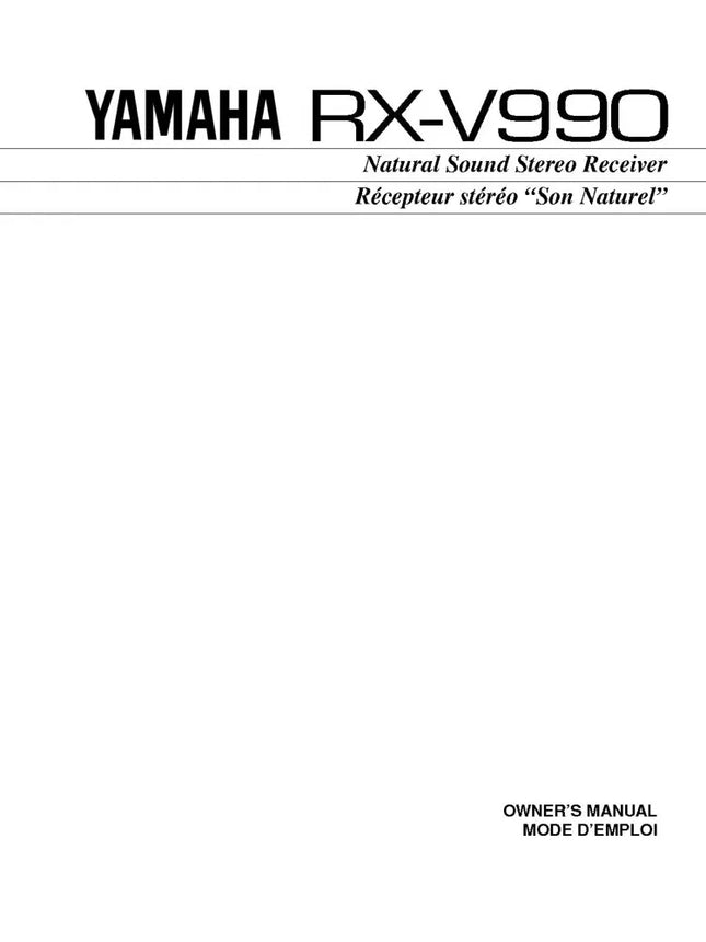Yamaha RX-V990 Receiver Owners Manual