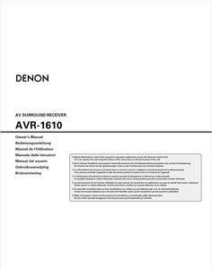 Denon AVR 1610 Receiver Owners Manual