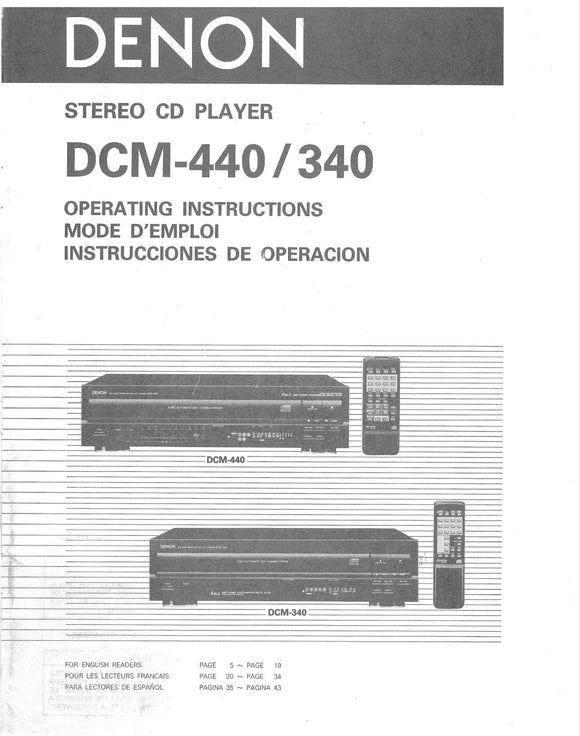 Denon DCM-340 CD Player Instruction Manual