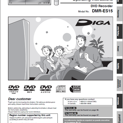Panasonic DMR-ES15 Manual