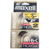 Maxell Blank VHS-C Tape hgx gold 2 pack