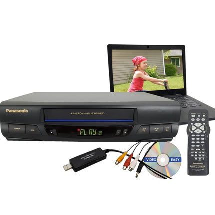 Panasonic VCR VHS Player Digitizing Bundle - Transfer to PC Remote, USB, HDMI