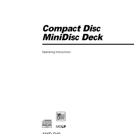 Sony MXD-D40 Minidisc Owners Manual