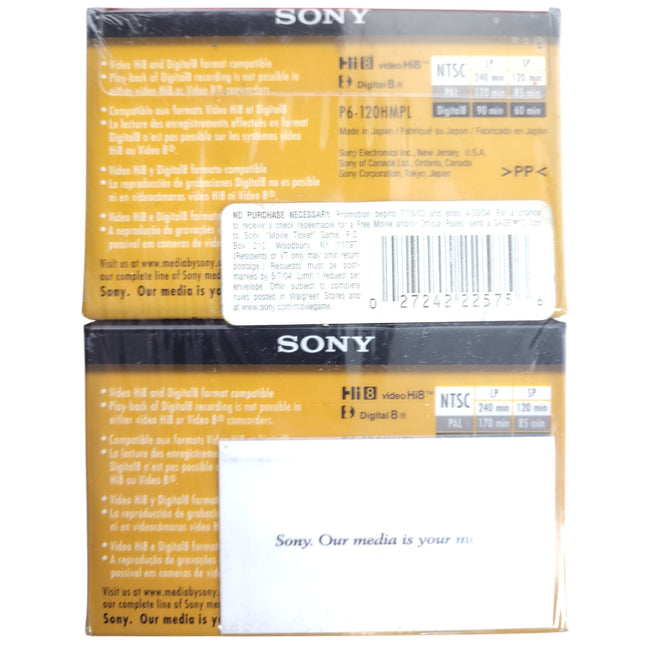 Sony Blank hi8 Tape digital8 60 2 pack