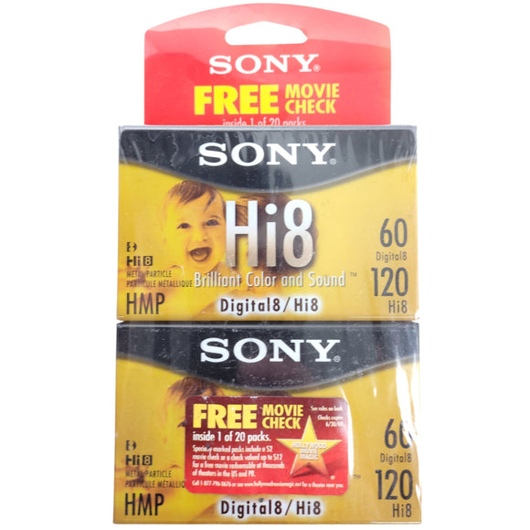 Sony Blank hi8 Tape digital8 60 2 pack