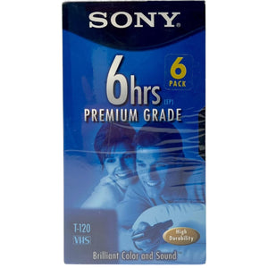 Sony Blank VHS Tape Premium Grade 6 Hour T-120