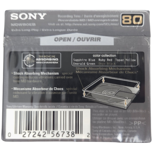 Sony MiniDisc 80-Minute Recordable MD – Onyx Black