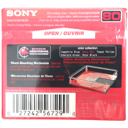 Sony MiniDisc 80-Minute Recordable MD – Ruby Red