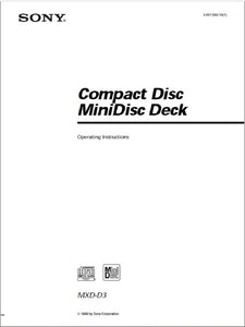 Sony MXD-D3 MiniDisc Paper Printed Manual